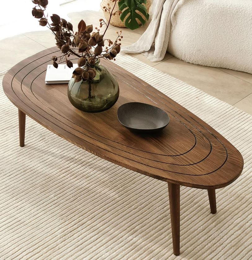 Solid Wood Oval Coffee Table,Surfboard Walnut Side Table,Vintage End T –  MirrorDesignShopCo