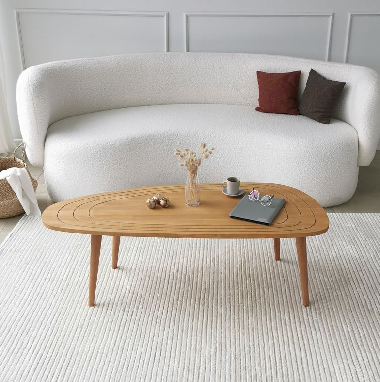 Oval Coffee Table Solid Wood Coffee Table White Oak Low Table